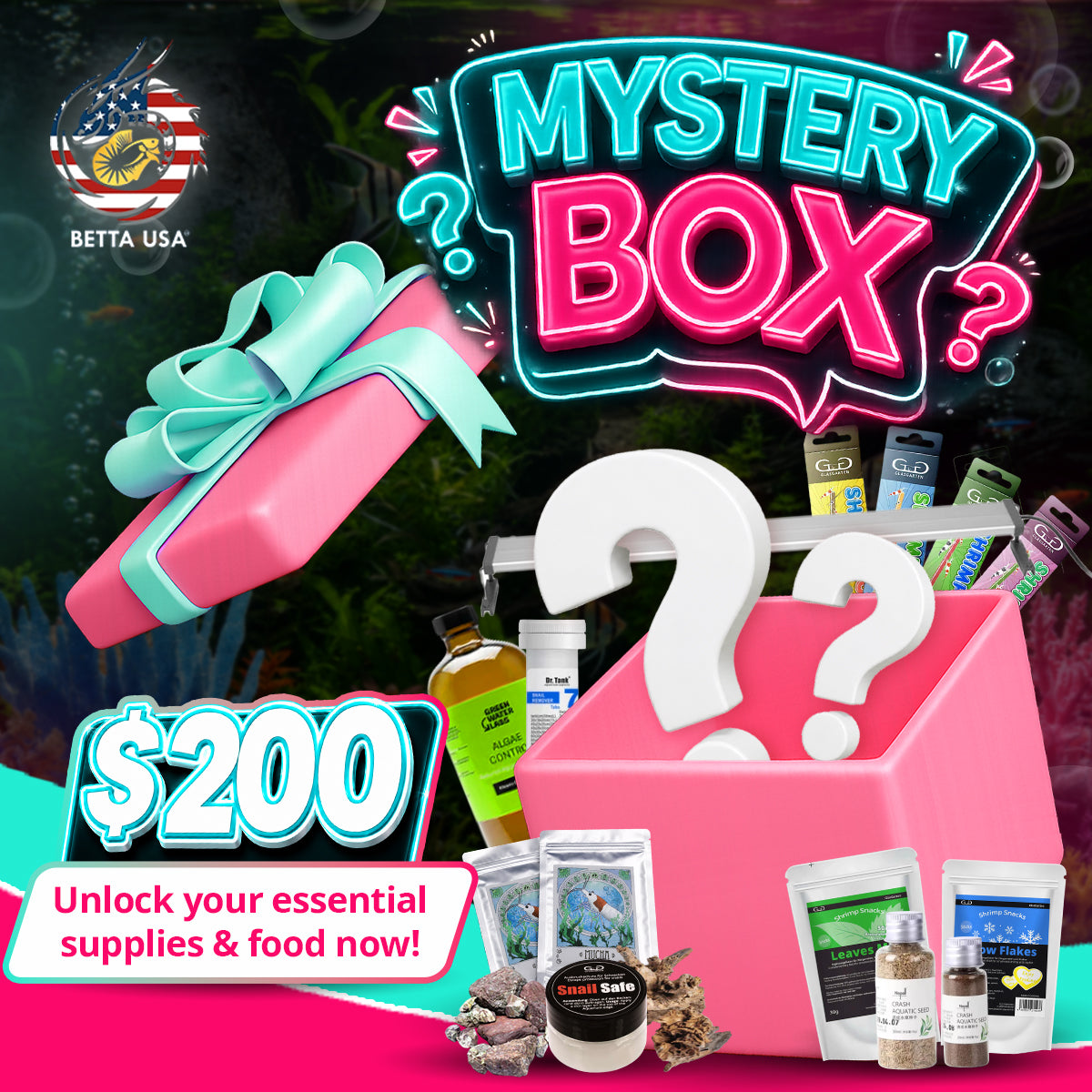 Mystery Box – Dry Good $200 - Betta USA Aquatic