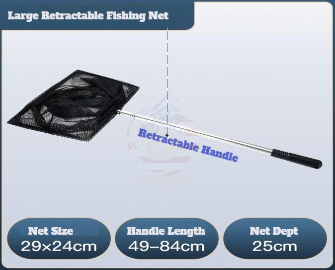 Retractable Black Finish Net - Good for Big Fish