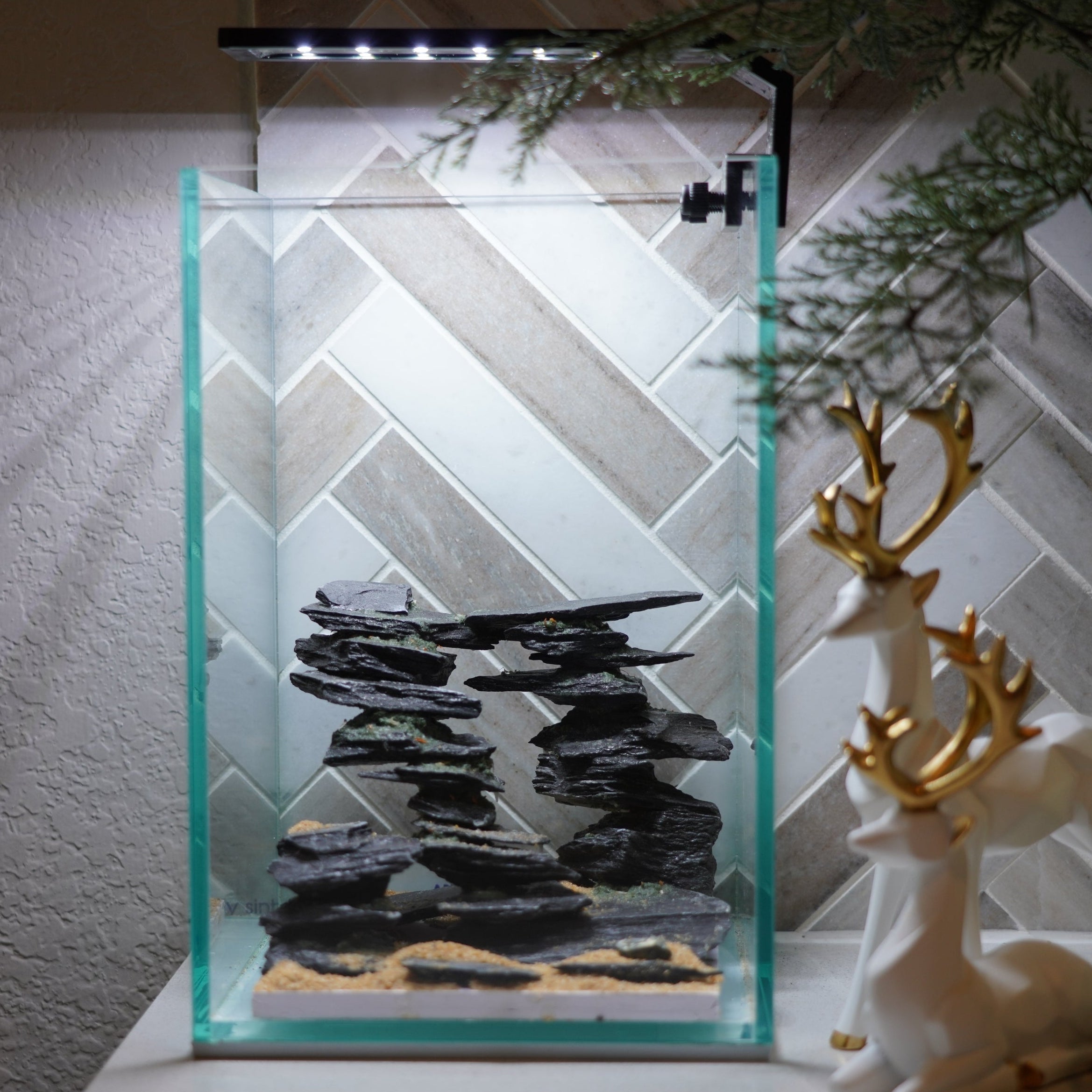 [SCAPE-68]  Mountain-Inspired Aquarium Aquascape – 1.6 Gallons