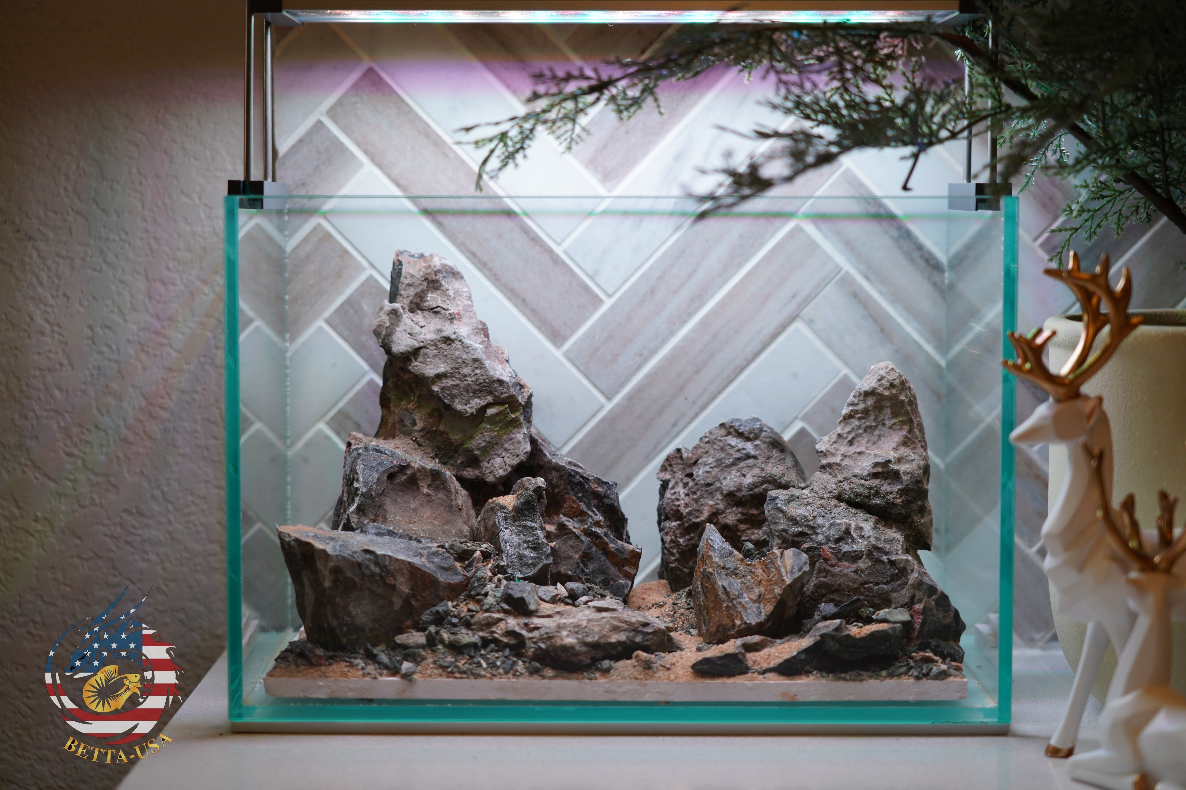 [SCAPE-86] Mountain-Inspired Aquarium Aquascape – 2.7 Gallons