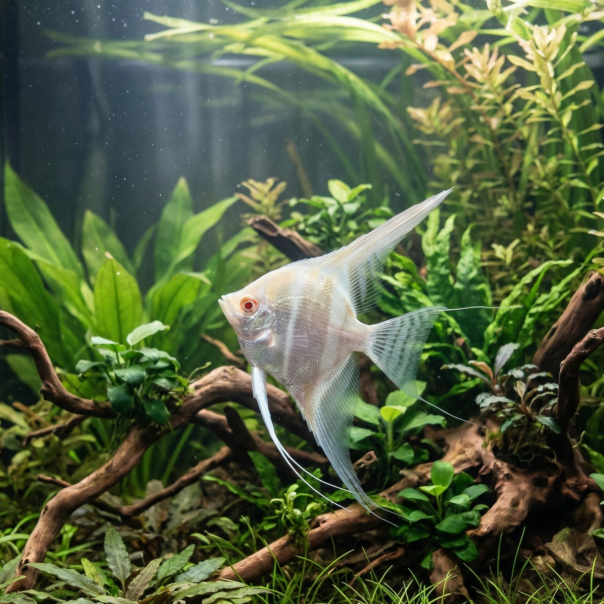 Albino Dantum Angelfish | Pterophyllum scalare