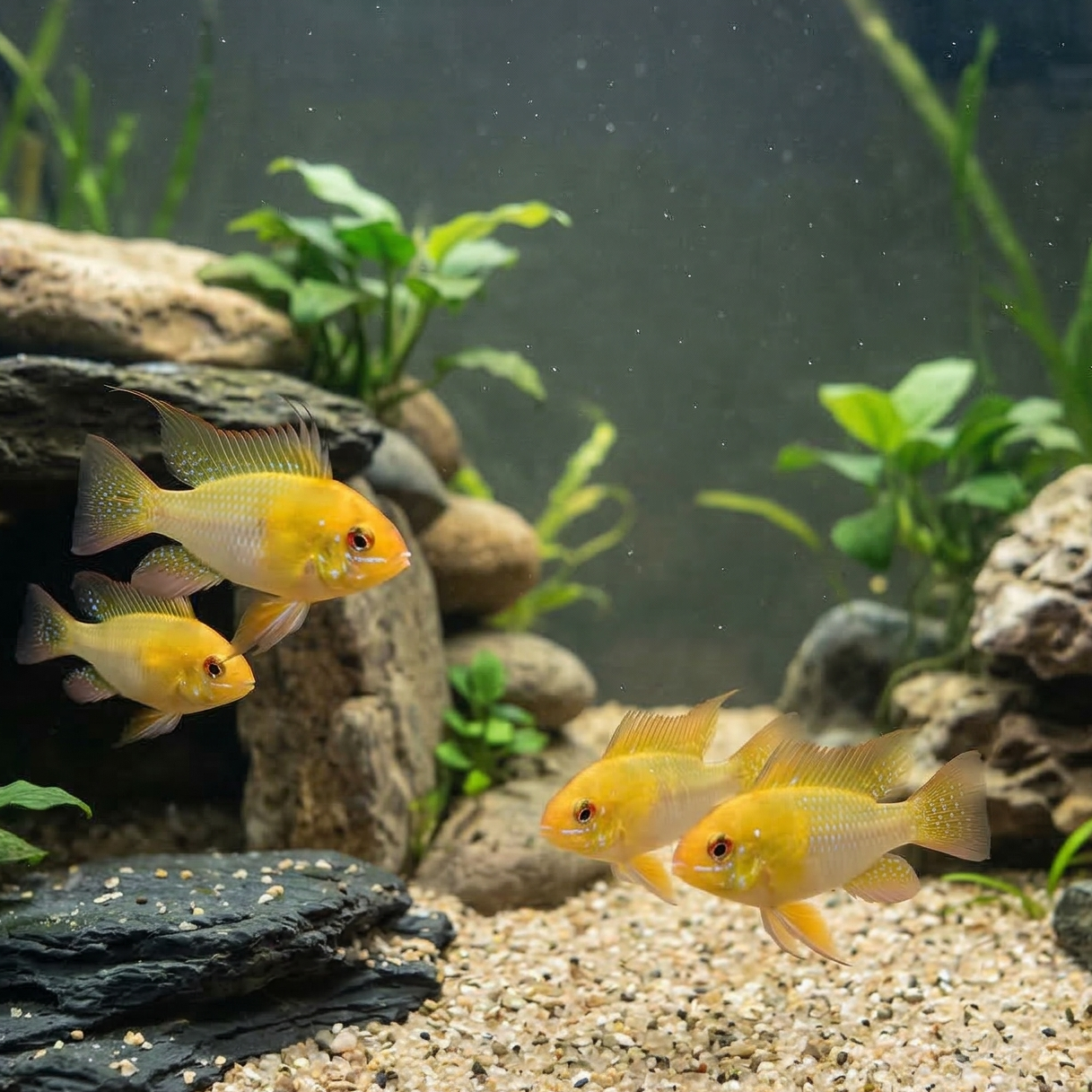 Breeding Pair - Golden German Ram - Mikrogeophagus ramirezi - Betta USA Aquatic