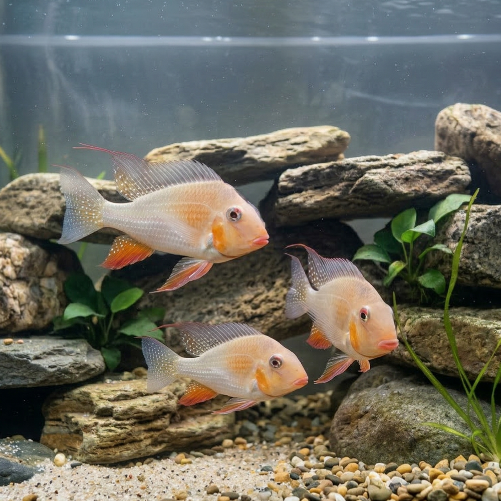 Albino Threadfin Acara / Heckelii Cichlid | Acarichthys heckelii - Betta USA Aquatic