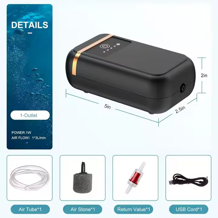 Black lithium battery oxygen pump 1.5W