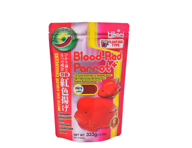 Hikari USA Blood-Red Parrot+ – Probiotic-Enhanced Floating Food for Parrot Fish