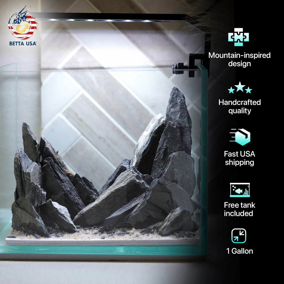 [SCAPE-07] Mountain-Inspired Aquarium Aquascape – 1 Gallon