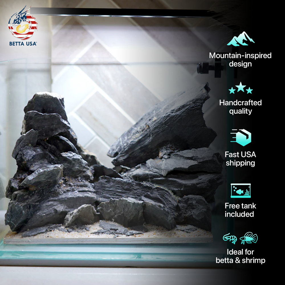 [SCAPE-08] Mountain-Inspired Aquarium Aquascape – 1 Gallon - Betta USA Aquatic