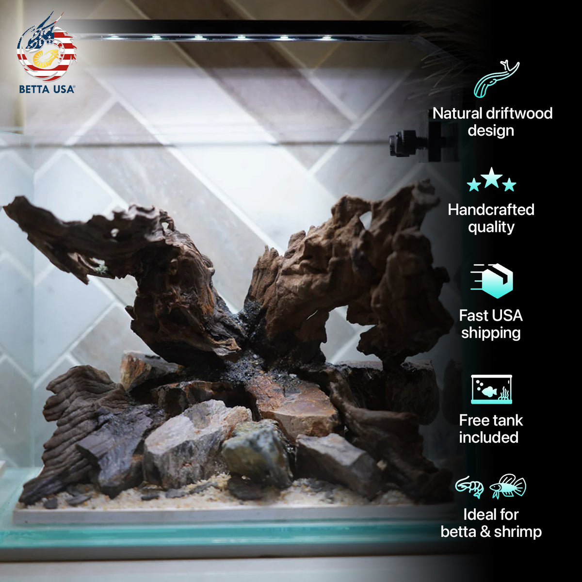 [SCAPE-25] Nature Aquarium Aquascape Driftwood  – 1 Gallon - Betta USA Aquatic