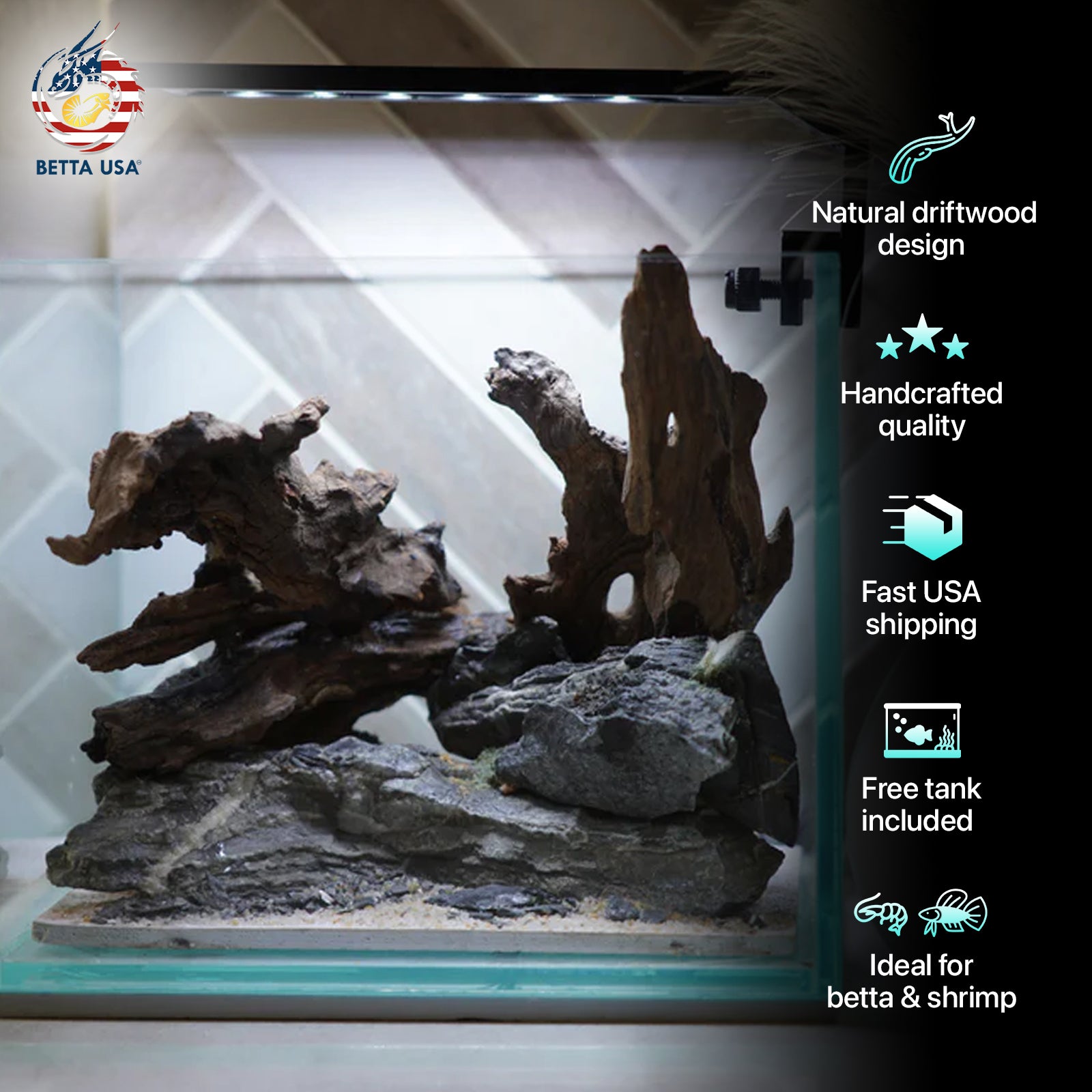 [SCAPE-28] Nature Aquarium Aquascape Driftwood – 1 Gallon - Betta USA Aquatic