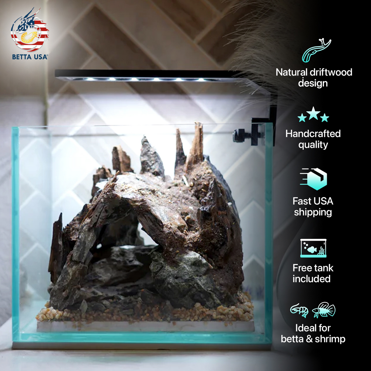 [SCAPE-32] Nature Aquarium Aquascape Driftwood – 1 Gallon - Betta USA Aquatic