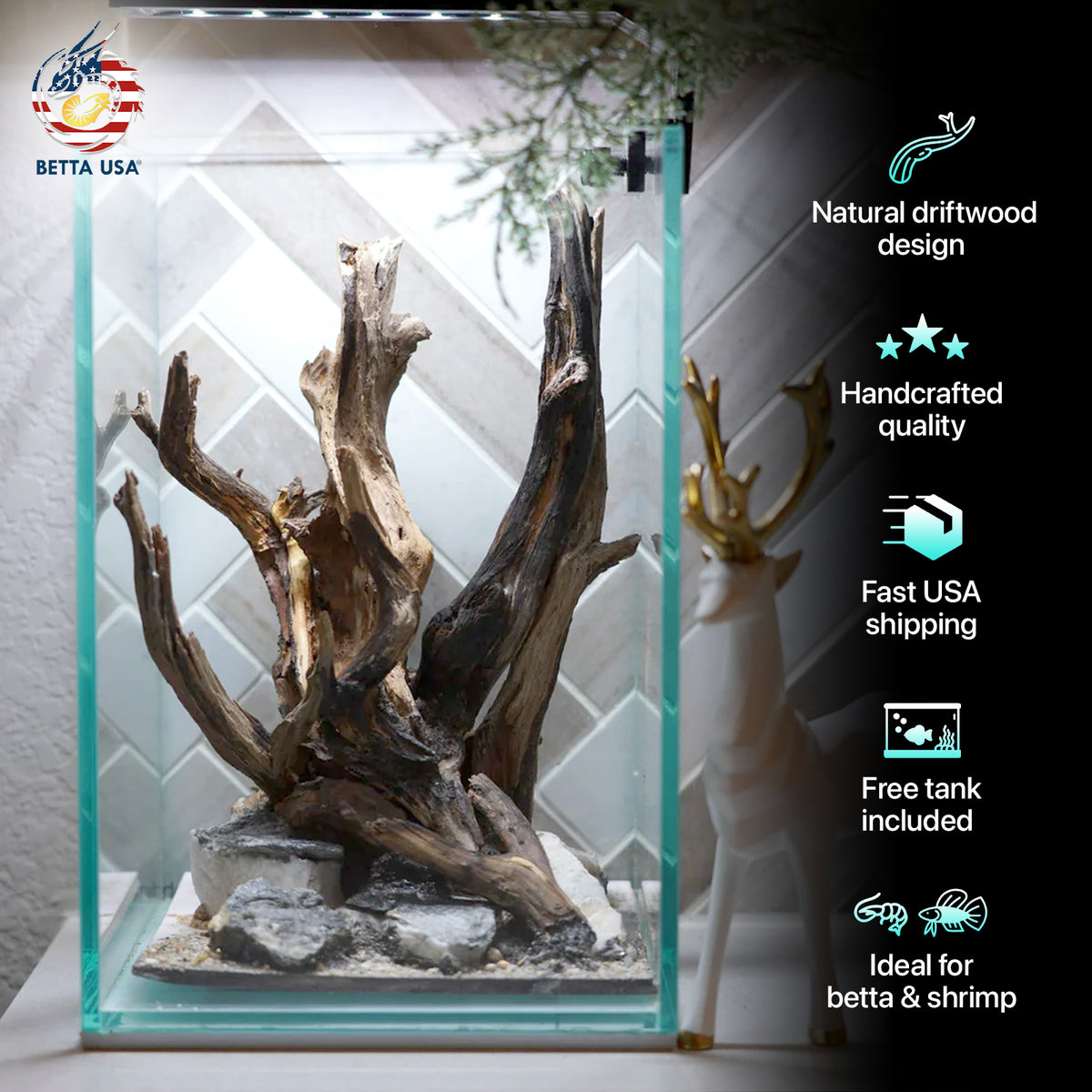 [SCAPE-36] Nature Aquarium Aquascape Driftwood – 1.6 Gallons - Betta USA Aquatic