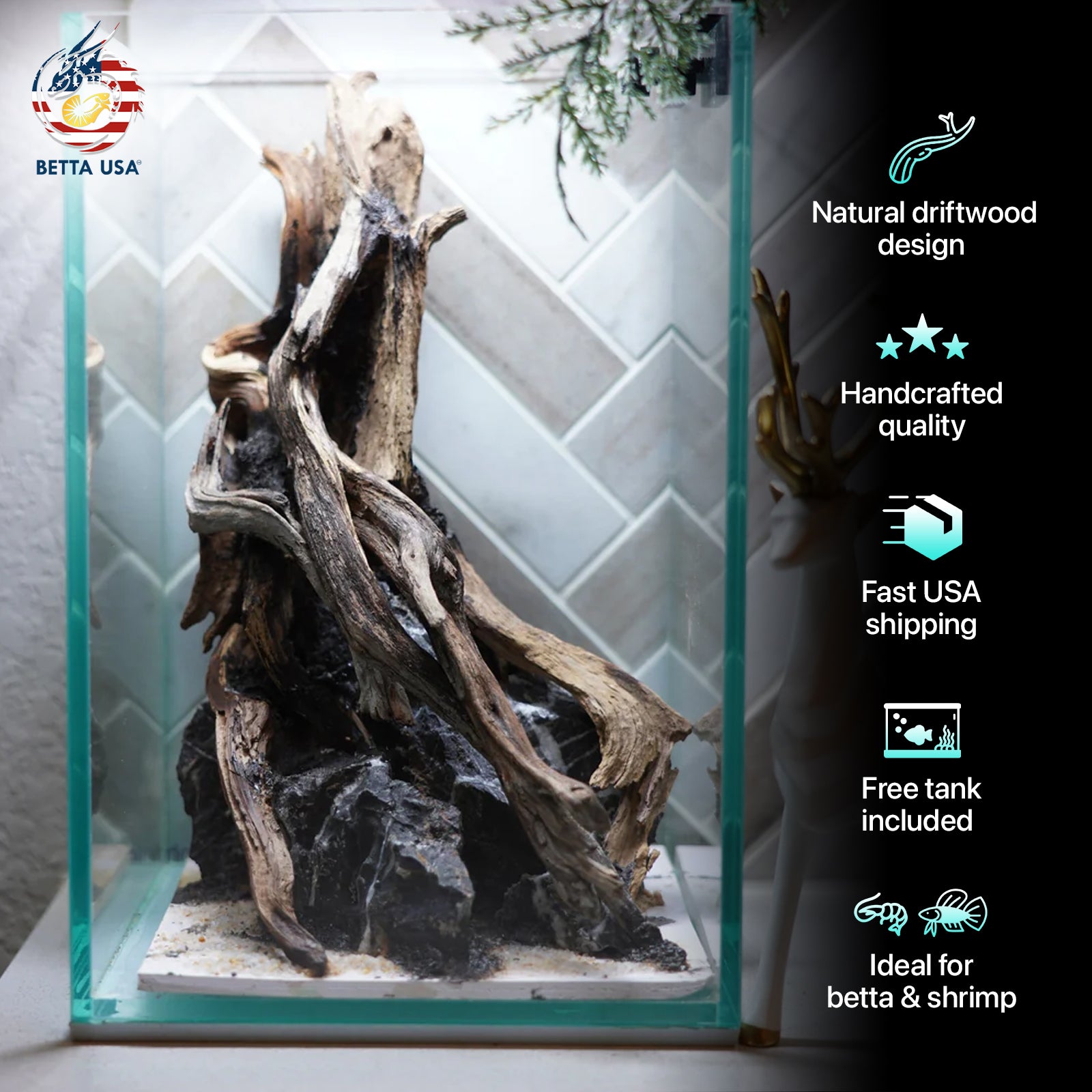 [SCAPE-37] Nature Aquarium Aquascape Driftwood– 1.6 Gallons - Betta USA Aquatic