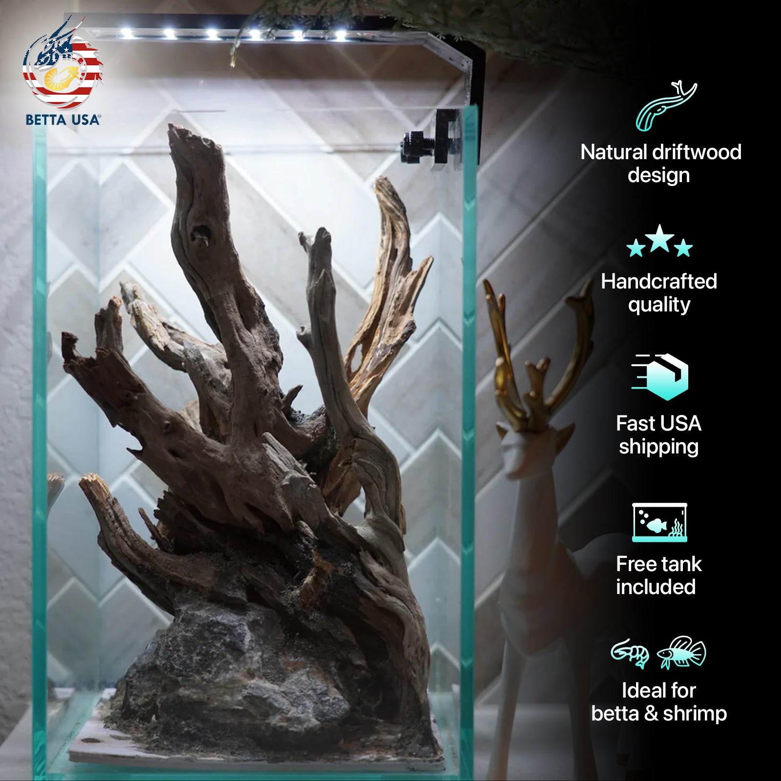 [SCAPE-39] Nature Aquarium Aquascape Driftwood – 1.6 Gallons - Betta USA Aquatic