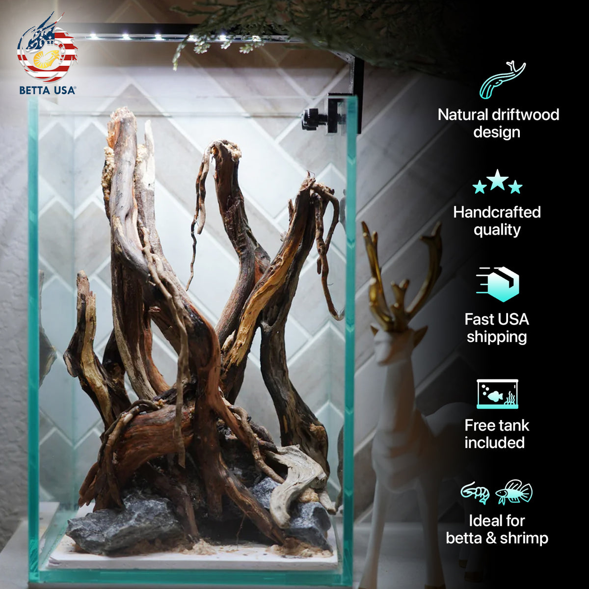 [SCAPE-41] Nature Aquarium Aquascape Driftwood – 1.6 Gallons - Betta USA Aquatic