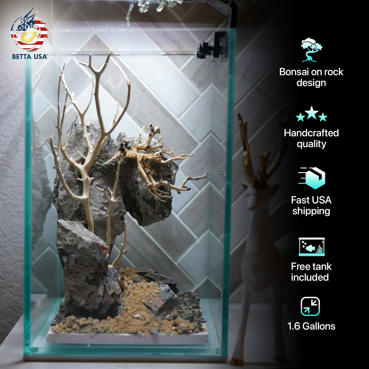 [SCAPE-44] Bonsai On Rock  Nature Aquarium Aquascape– 1.6 Gallons