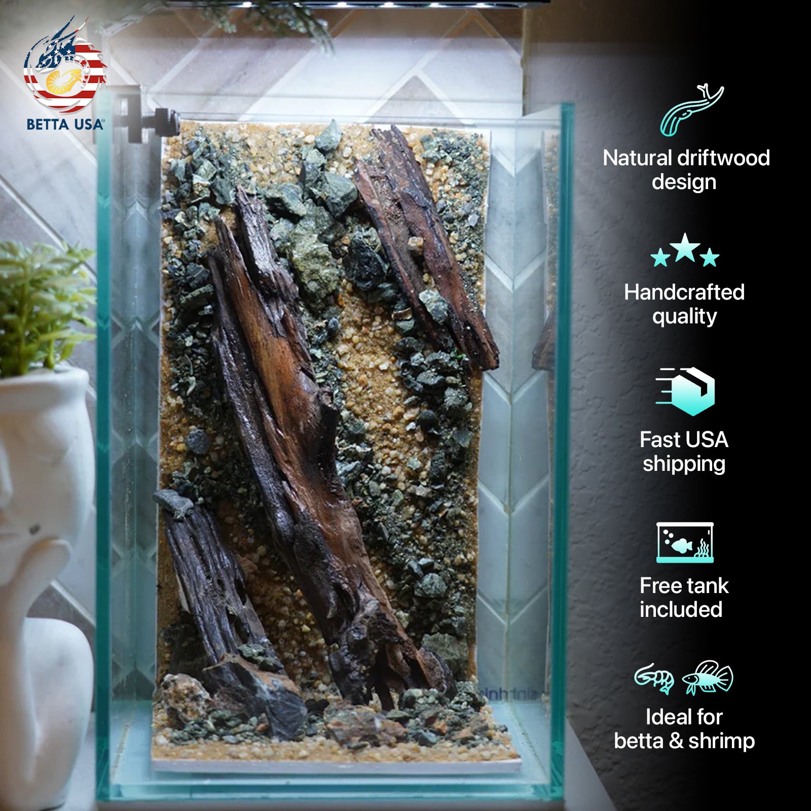 [SCAPE-47] Nature Aquarium Aquascape Driftwood– 1.6 Gallons - Betta USA Aquatic