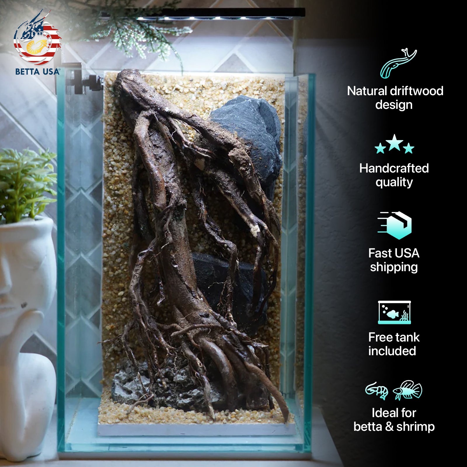 [SCAPE-49] Nature Aquarium Aquascape Driftwood– 1.6 Gallons - Betta USA Aquatic