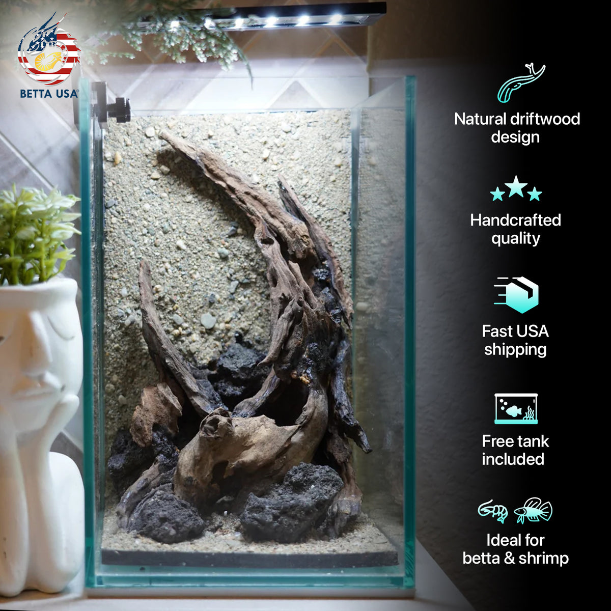 [SCAPE-53] Nature Aquarium Aquascape Driftwood– 1.6 Gallons - Betta USA Aquatic