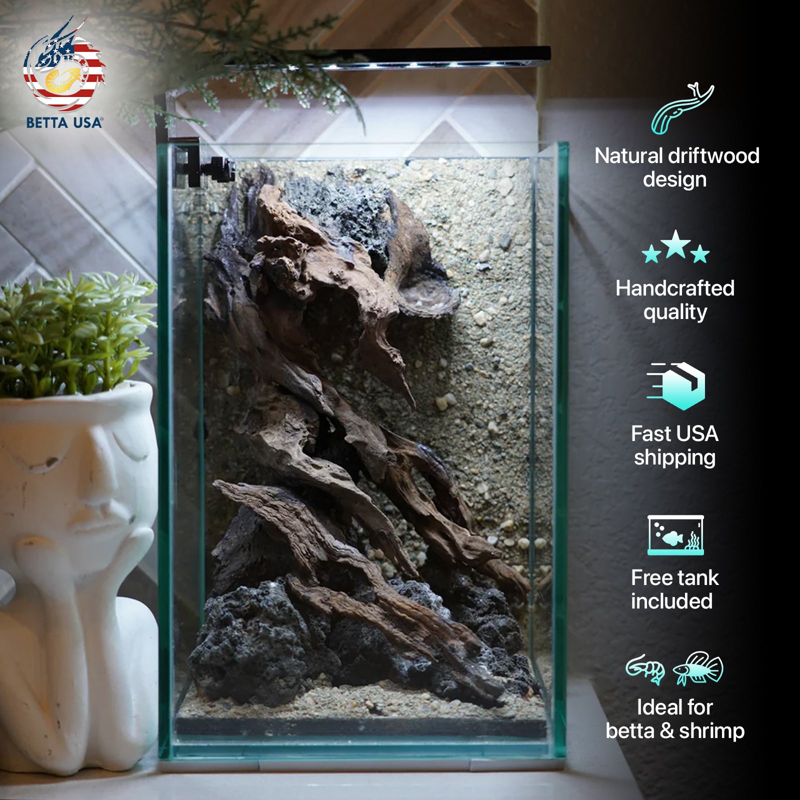 [SCAPE-56] Nature Aquarium Aquascape Driftwood– 1.6 Gallons - Betta USA Aquatic