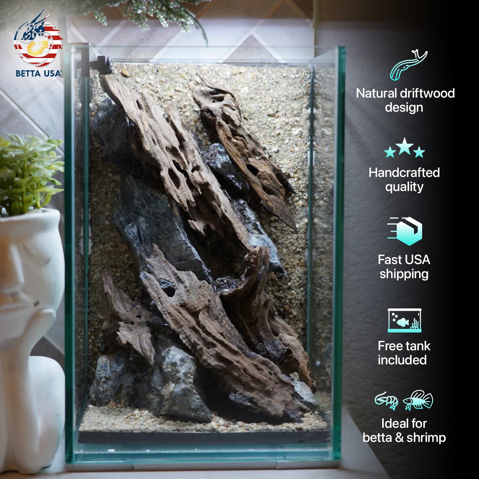 [SCAPE-57] Nature Aquarium Aquascape Driftwood– 1.6 Gallons - Betta USA Aquatic