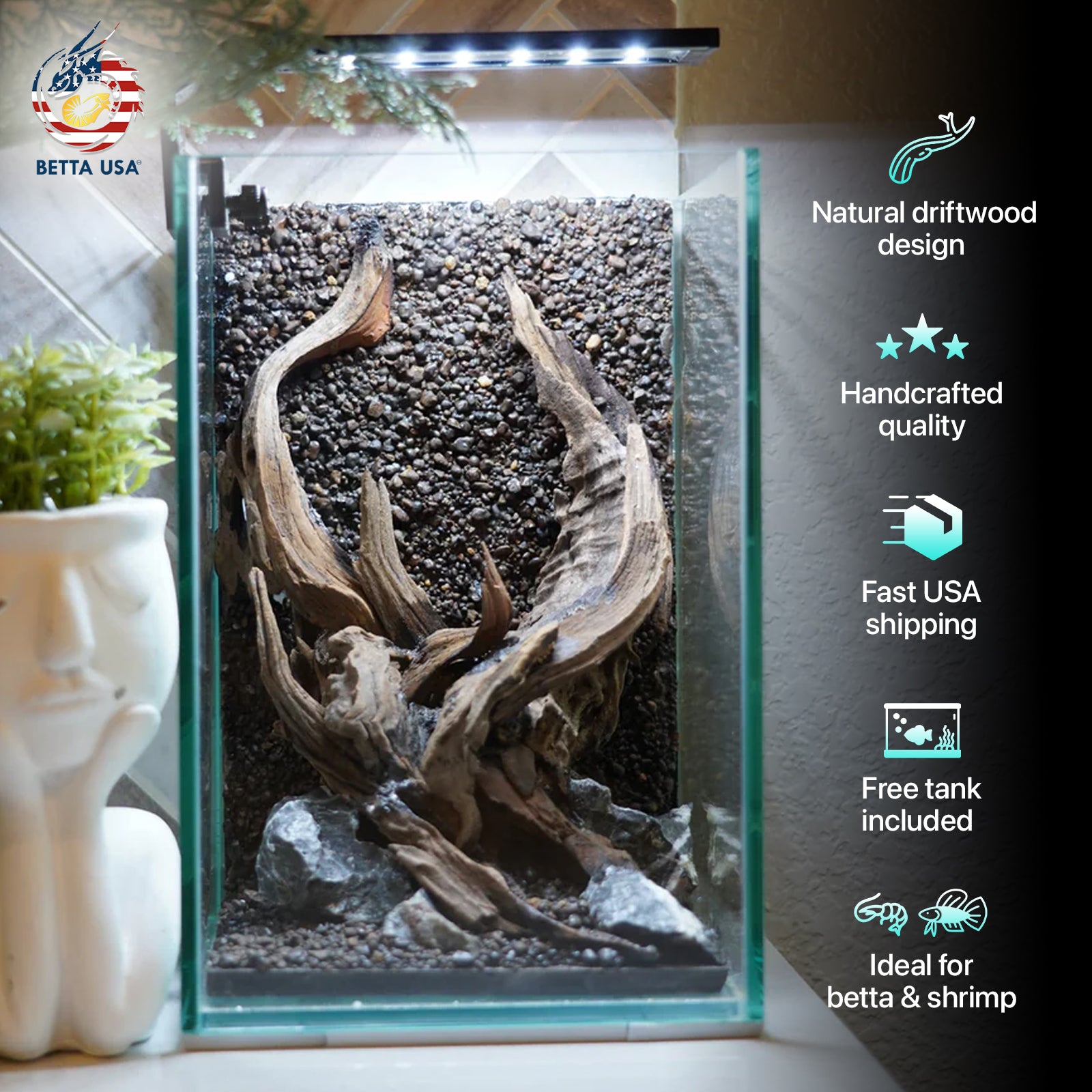 [SCAPE-60] Nature Aquarium Aquascape Driftwood– 1.6 Gallons - Betta USA Aquatic