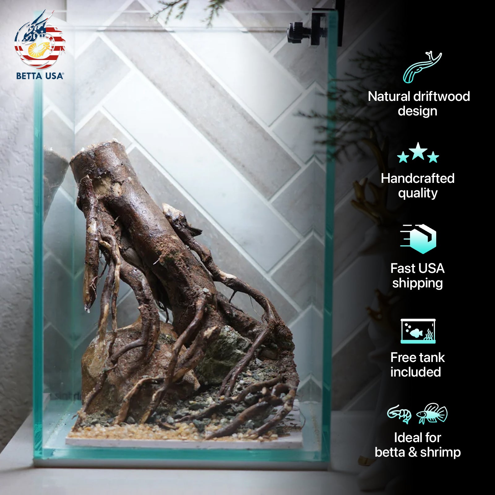 [SCAPE-70] Nature Aquarium Aquascape Driftwood– 1.6 Gallons - Betta USA Aquatic