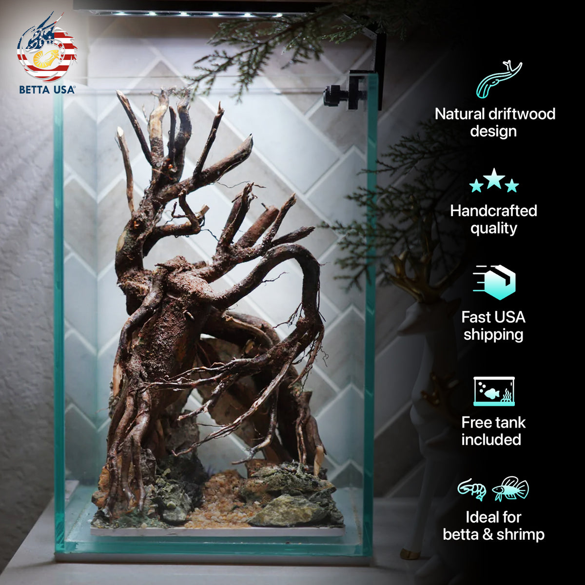 [SCAPE-73] Nature Aquarium Aquascape Driftwood– 1.6 Gallons - Betta USA Aquatic