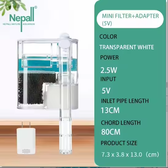 Nepall Mini Hang on Aquarium Filters - USB Powered