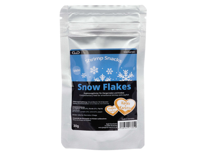 GlasGarten Shrimp Snacks Snow Flakes, Pumpkin-Carrot - Daily Shrimp Food - 30g